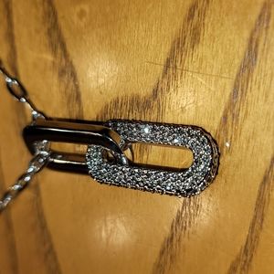 Swarovski 18" Bice Interlocking Oval Chain Pendant Necklace Silver